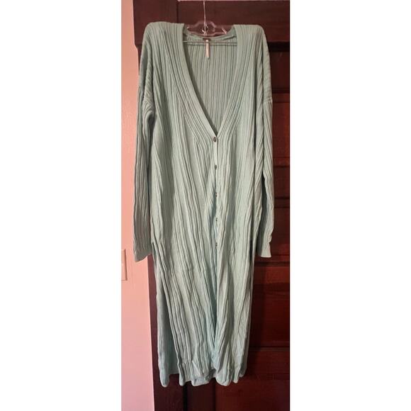 Free People Skinny Mini Duster In Aqua Light Blue Women’s L - See Last Pic/Read - Picture 1 of 9